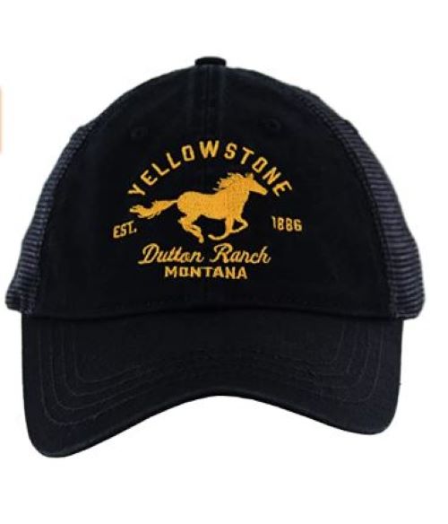 Paramounts Yellowstone Black Dutton Ranch Horse Logo Trucker Cap 66-656-15
