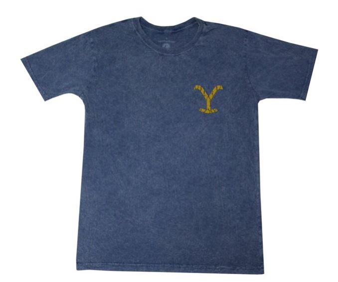 Paramounts Yellowstone Vintage Blue Mineral Wash Logo Mens Tee Shirt 66-561-103