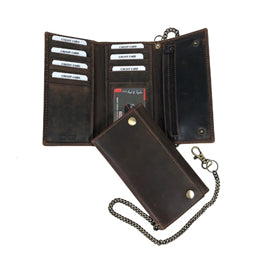 Paul and Taylor Brown Hunter Vintage Look Leather Chain Wallet 54375-HB