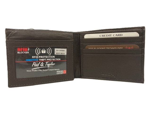 Paul And Taylor Dark Brown RFID Blocker Bifold Wallets 51256-BR