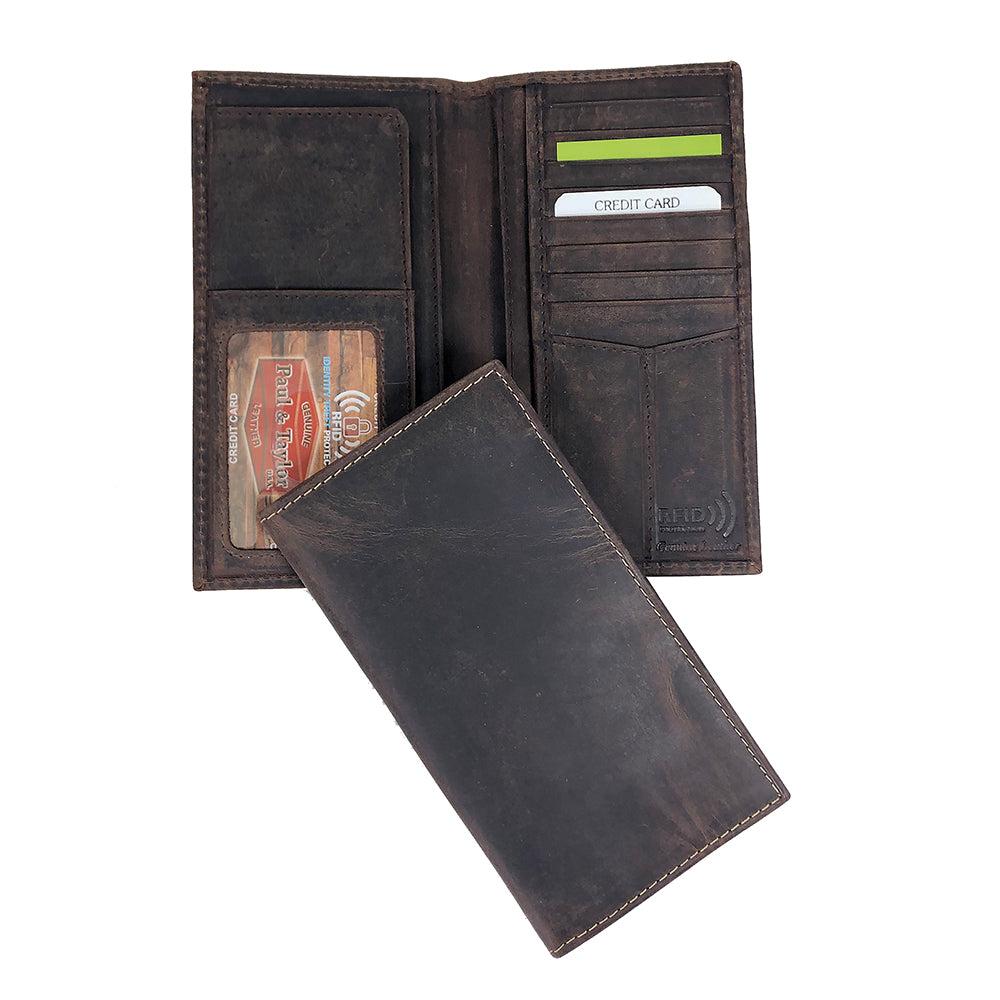 Paul and Taylor Dark Brown RFID Technology Genuine Leather Rodeo Wallet 51333