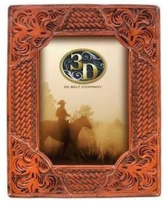 PF1623 Tan Floral w/ Basket Weave Western Picture Frame 5 x 7