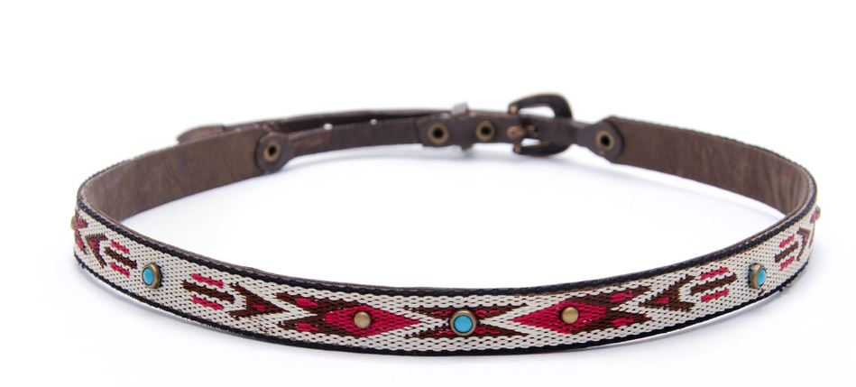 Phunky Horse Brown Classic Hatband with Aztec Beading HB-17