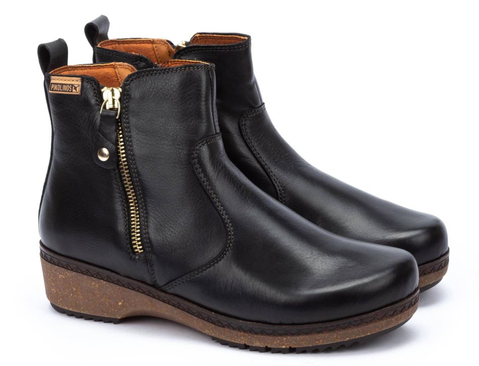 Pikolinos Black Granada Womens Ankle Boots with Zipper WOW-8988