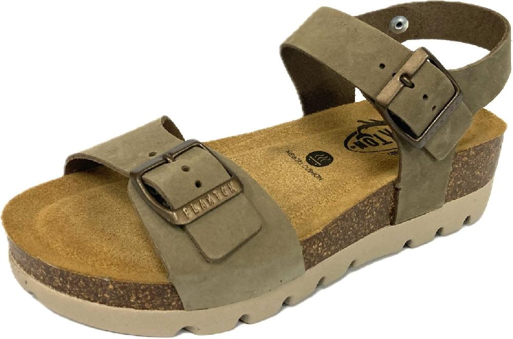 Plakton Kaki Nobuck 2 Comtessa Women's Sandals 356046-KAKI