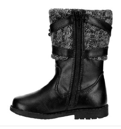 Rachel Kimmy Girl's Black Pull-Up Fashion Boot