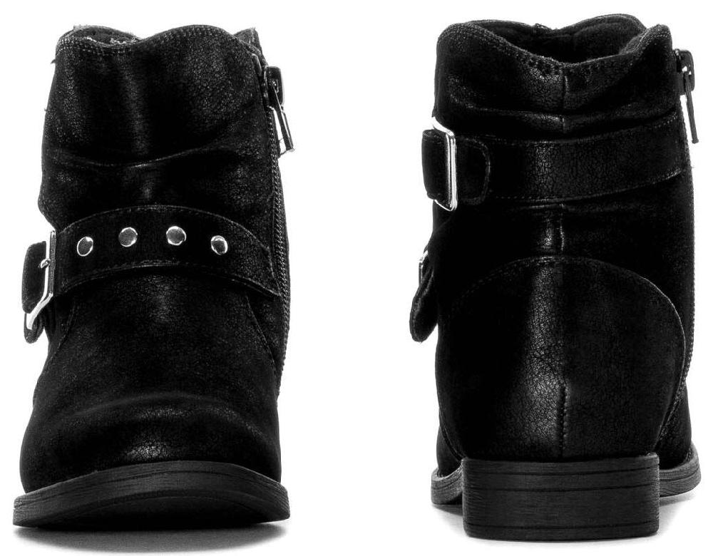 Rachel Princeton Black Buckle Accent Side Zipper Kids Ankle Boots PRINCETON-BLK
