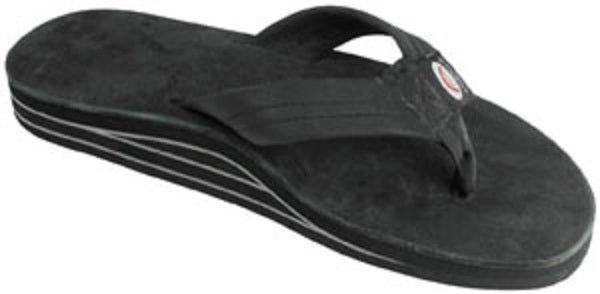 Rainbow Black Leather Double Layer Wide Strap Mens Sandals