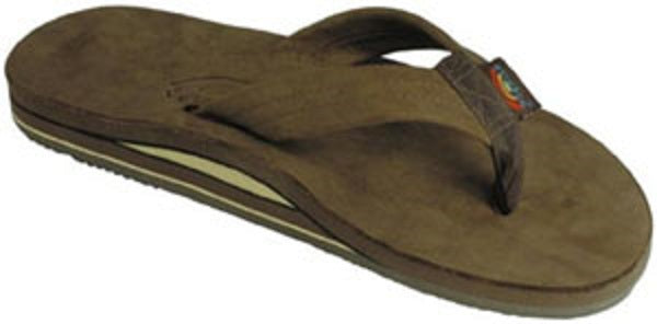 Rainbow Double Layer Dark Brown Leather Mens Sandals 302ALTSO-DKBR-M