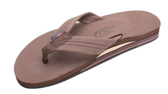 Rainbow Double Layer Espresso Leather Mens Sandals 302ALTSO-EXPR-M
