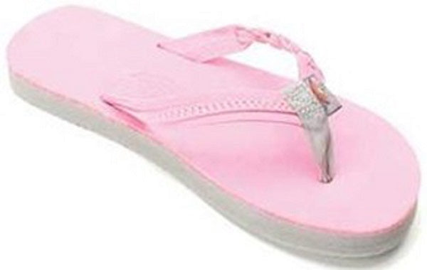 Rainbow Flirty Brady Pink Leather Kids Flip Flop 101LTSFB-PKGY