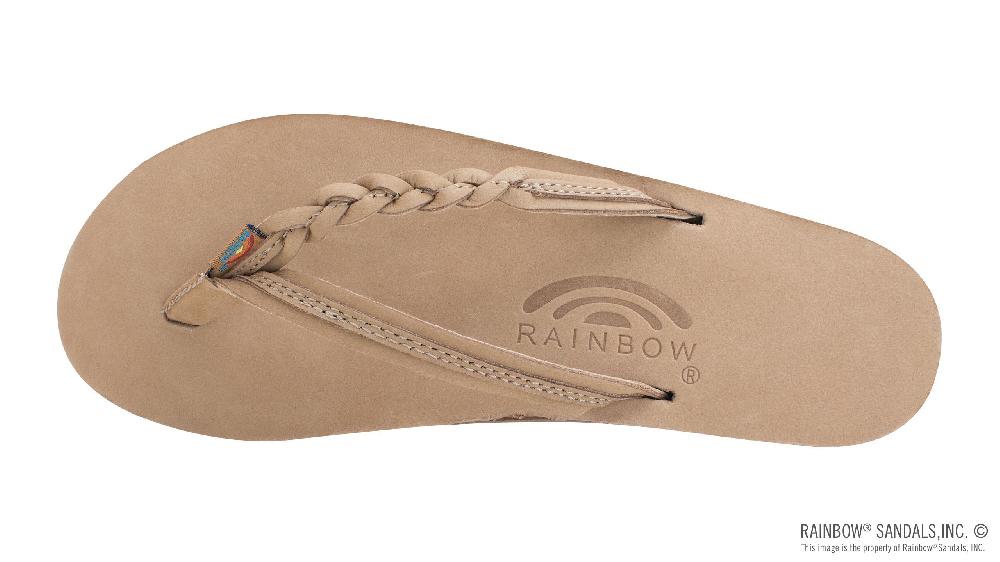 Rainbow Flirty Braidy Sierra Brown Single Layer With Braided Strap Rainbow Womens Sandals 301ALTSB