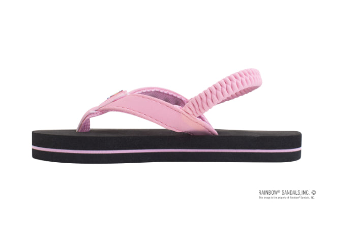 Rainbow Pink Strap Grombow Soft Rubber Top Sole Children's Sandals 101ST-PINK-BLK