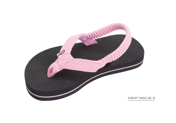 Rainbow Pink Strap Grombow Soft Rubber Top Sole Children's Sandals 101ST-PINK-BLK