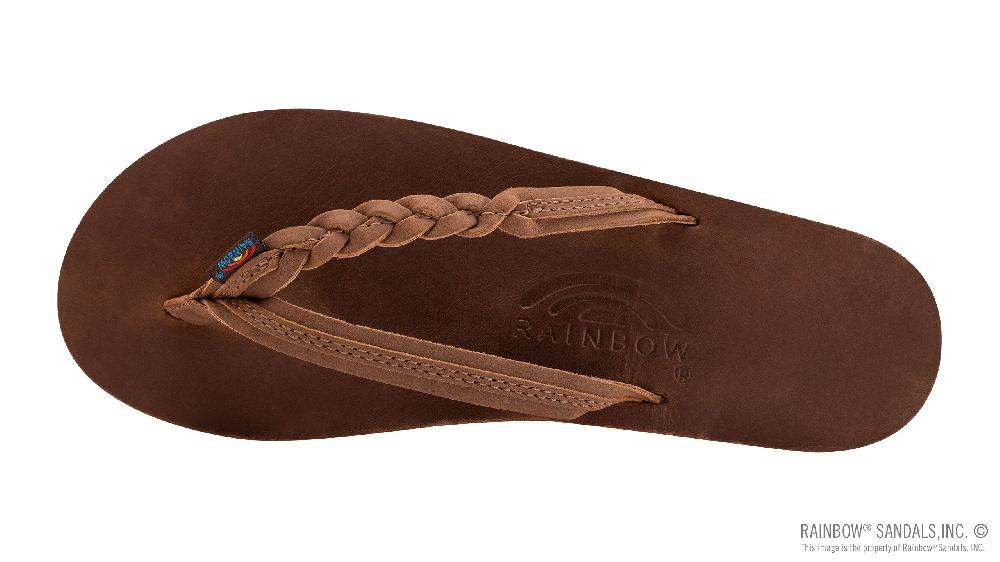Rainbow Redwood Flirty Braidy Single Layer Premier Leather 1/2 Inch Narrow Strap With Braid 301ALTSB-RDWD