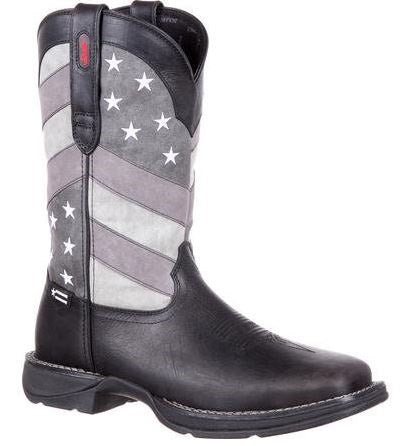 Rebel By Durango Black Charcoal Grey Faded Black Flag Men's Western Boot DDB0125