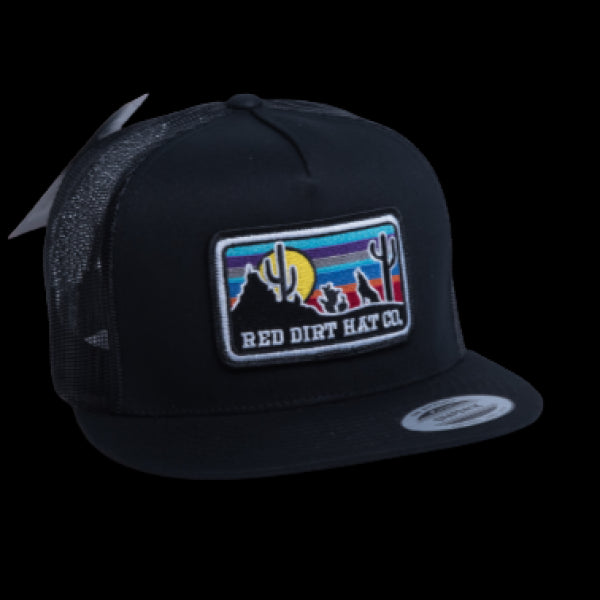 Red Dirt Black/Black Coyote Flat Bill Hat RDHC-135