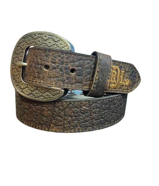 Red Dirt Hat Co. Brown Bison Print Genuine Leather Belt 22227BE5