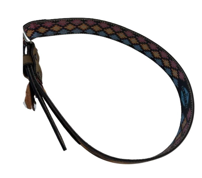 Red Dirt Hat Co. Brown With Southwest Aztec Inspired Print Men's Leather Belt 23112BE6