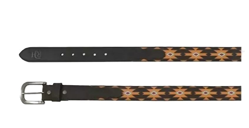 Red Dirt Hat Co. Brown With Southwest Aztec Inspired Print Men's Leather Belt 23112BE6