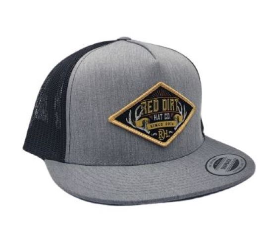 Red Dirt Hat Co. Heather Grey/Black Antlers Patch Men's Cap RDHC325