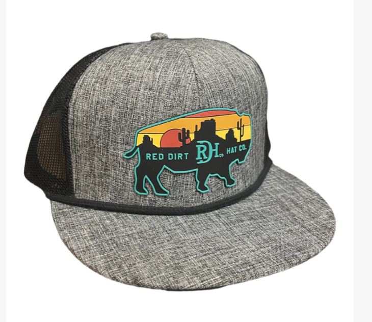 Red Dirt Heather Charcoal/Black Billboard Flat Bill Snapback Hat RDHC-286