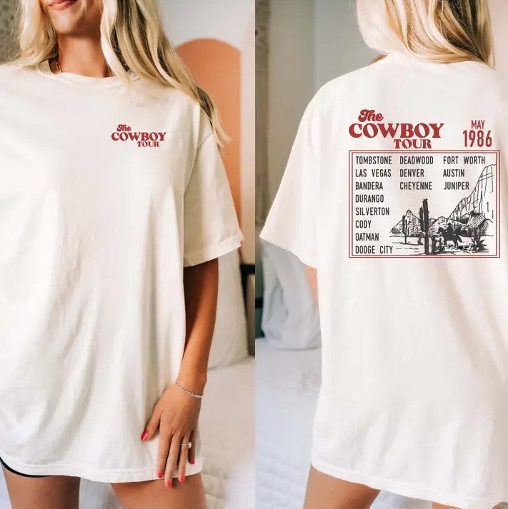 Red Stone Rebel The Cowboy Tour Retro Western Graphic T-Shirt