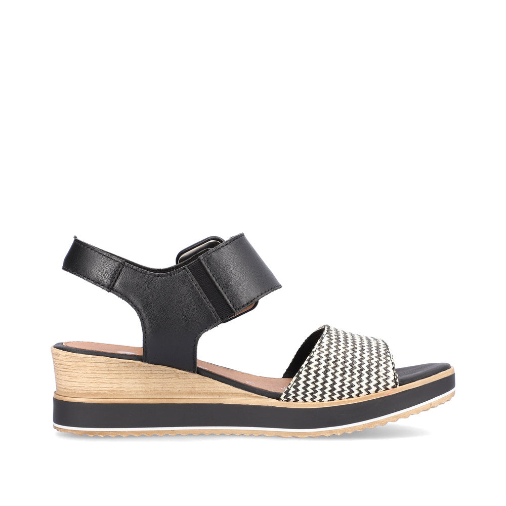 Remonte Schwarz-Cremas/Schwarz Jerilyn Women's Quarter Wedge Sandals D6453-01