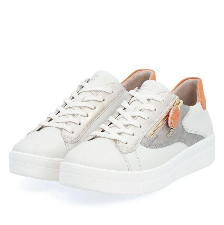 Remonte White Kendra Women's Sneakers With Zipper D0J03-81
