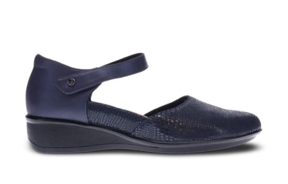 Revere Navy Lizard Sapphire Osaka Mary Jane Womens Shoe