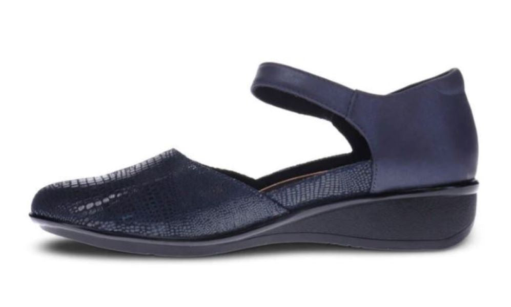 Revere Navy Lizard Sapphire Osaka Mary Jane Womens Shoe