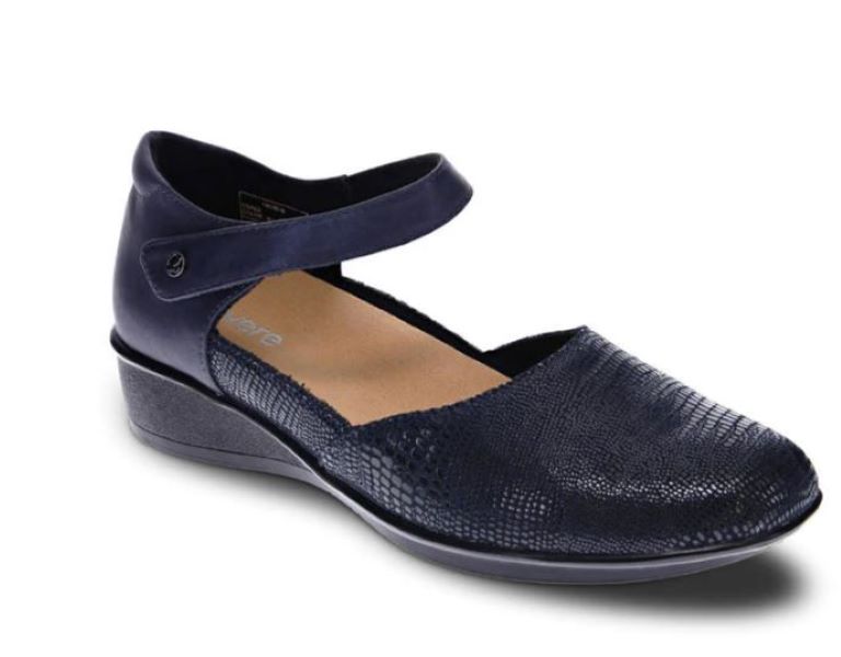 Revere Navy Lizard Sapphire Osaka Mary Jane Womens Shoe