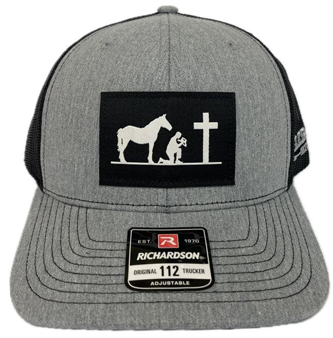 Richardson 112 Heather Gray/Black Prayin' Cowboy Snapback Cap 112HGB-PRAYIN