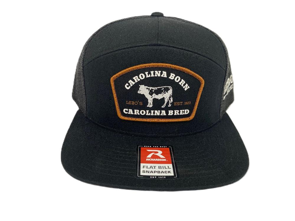Richardson Black Carolina Born Carolina Bred Richardson 168 Flat Bill Snapback Trucker Hat 168-B-V2