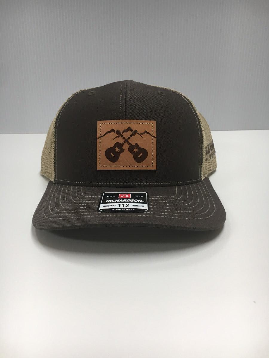 Richardson Brown and Khaki Double Guitar Patch Snapback Trucker Hat 112-BRN-GUITAR