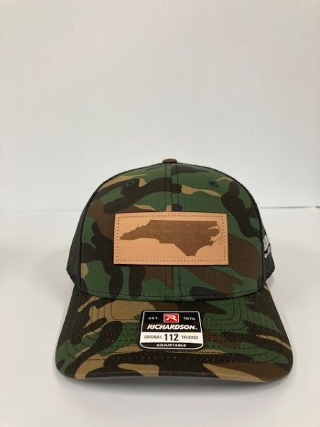 Richardson Camo Original 112 Trucker Cap with NC Leather Patch 112P-CAB-NC