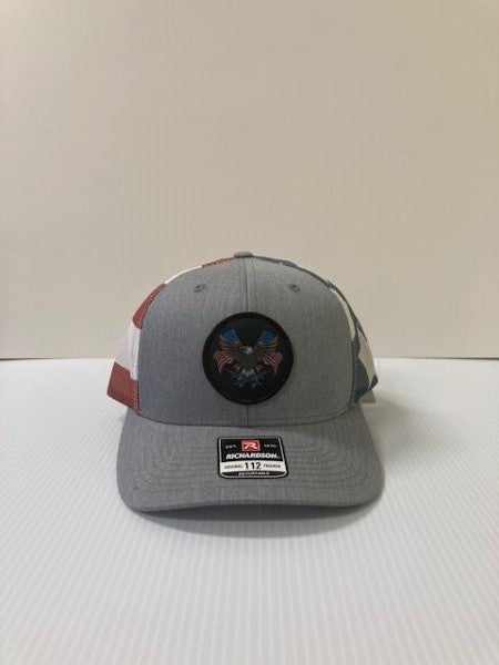 Richardson Grey front with Red/White back Original 112 Trucker Hat 112PM-HGUSA-AR