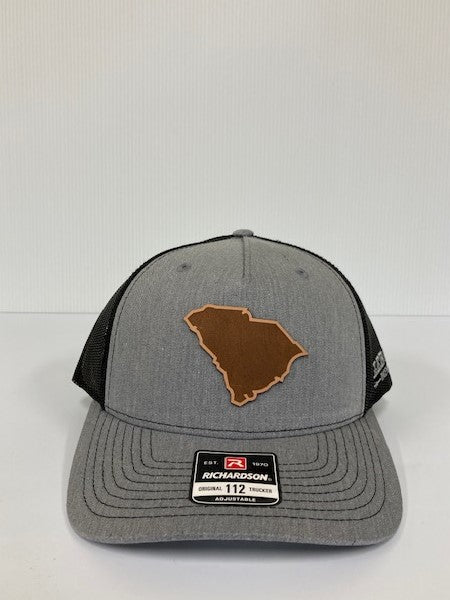 Richardson Heather Grey/Black 112 Original Trucker Hat with SC Leather Patch 112FP-HGB-SC