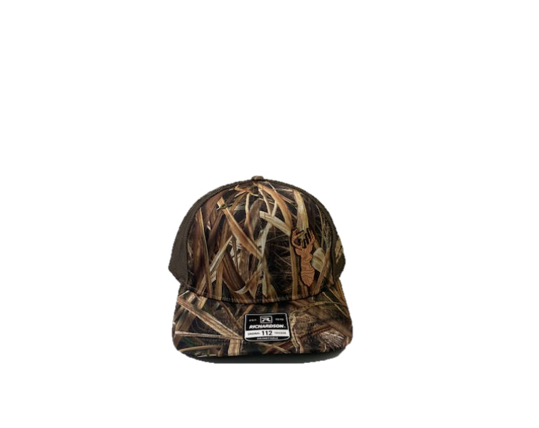 Richardson Mossy Oak and Brown Original 112 Trucker Hat with Topo Buck Patch 842-BDBN-BUCK