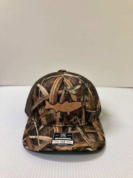 Richardson Mossy Oak Original 112 Trucker Cap with Topo Fish Patch 842-BDBN-FISH
