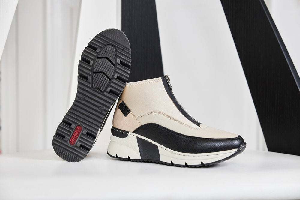 Rieker Beige Womens Short Front Zipper Boots N6352