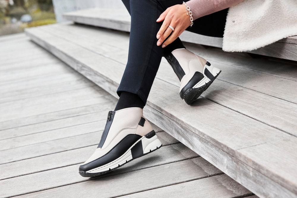 Rieker Beige Womens Short Front Zipper Boots N6352