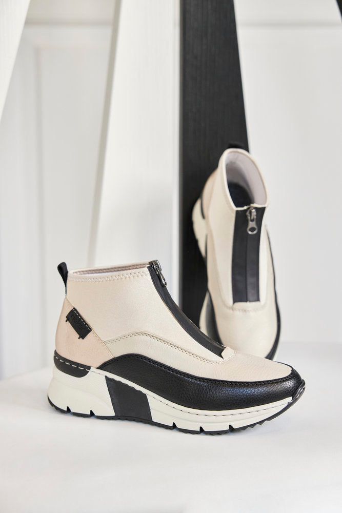 Rieker Beige Womens Short Front Zipper Boots N6352