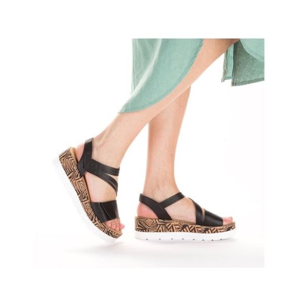 Rieker Black 2 Strap Wedge Women's Sandals V3964-01