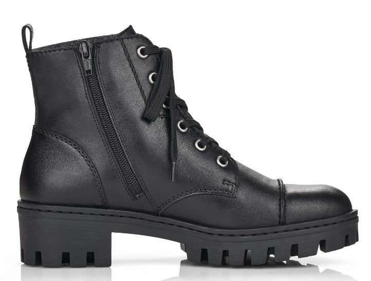 Rieker Black Cap Toe Leather Womens Boots 75722-00