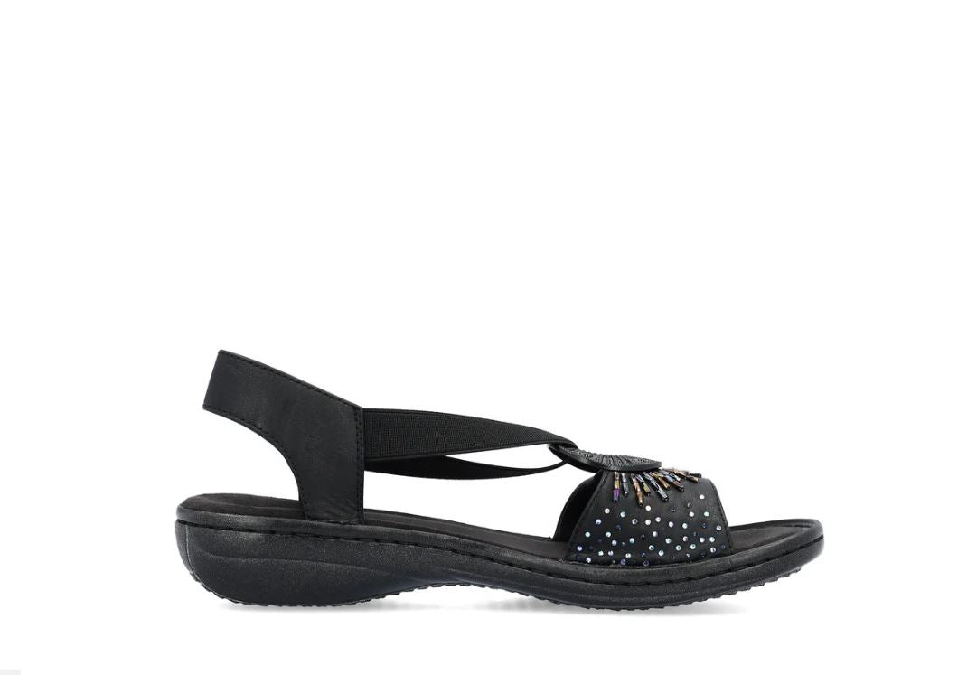 Rieker Black Regina O-Ring Women's Sandals 60880-00