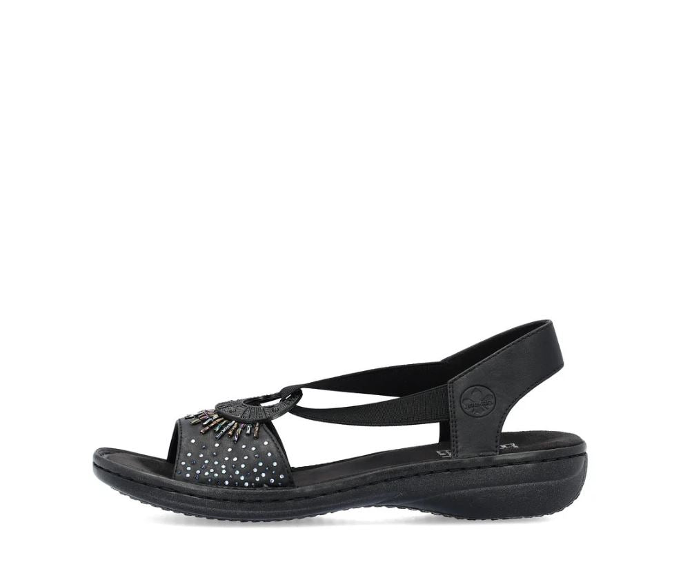 Rieker Black Regina O-Ring Women's Sandals 60880-00