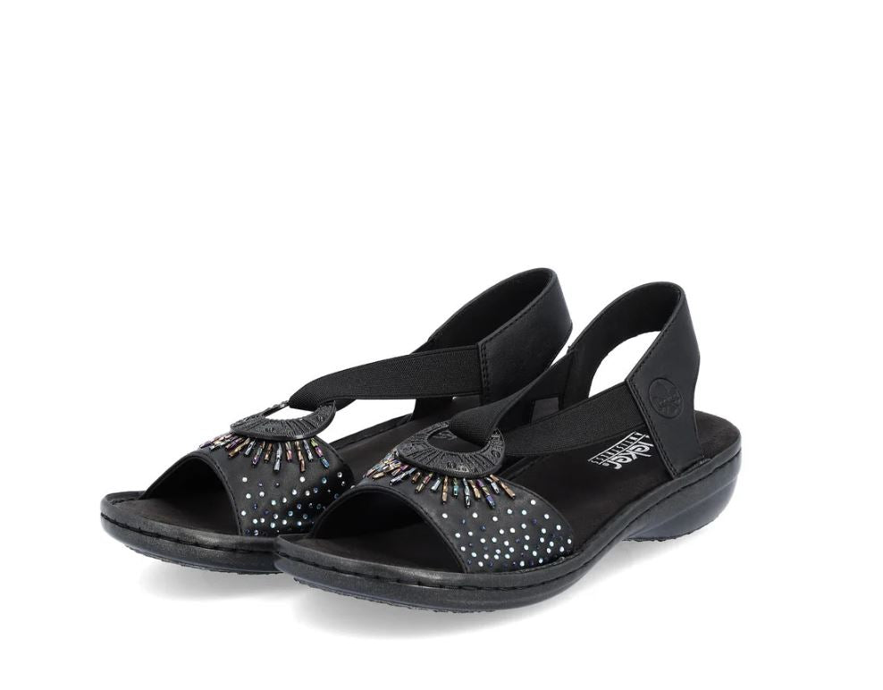 Rieker Black Regina O-Ring Women's Sandals 60880-00