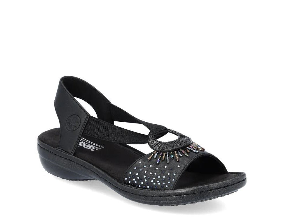 Rieker Black Regina O-Ring Women's Sandals 60880-00