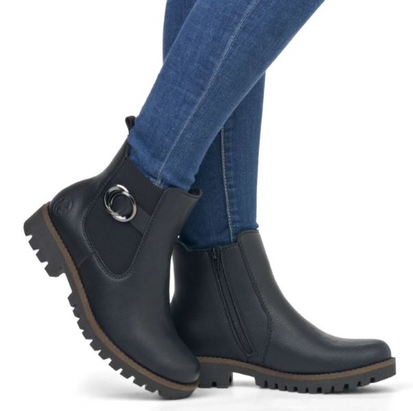 Rieker Black Women's Chelsea Style Ankle Boots 78577-00